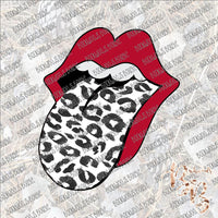 Tongue Out Leopard Black and White SUBLIMATION Transfer READY to PRESS