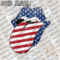 Tongue Out Patriotic INSTANT DOWNLOAD print file PNG