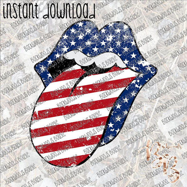 Tongue Out Patriotic INSTANT DOWNLOAD print file PNG