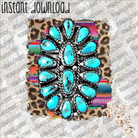 Turquoise with Leopard and Serape INSTANT DOWNLOAD print file PNG