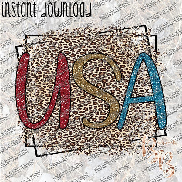 USA Leopard Distressed INSTANT DOWNLOAD print file PNG