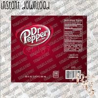 Dr Pepper INSTANT DOWNLOAD print file JPG for SKINNY TUMBLER or CAN HUGGIE Straight and Curved