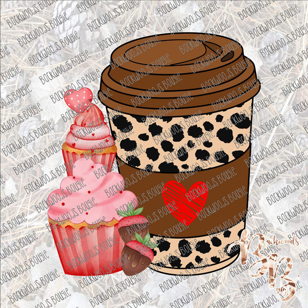 Valentine Coffee and Cupcakes SUBLIMATION Transfer READY to PRESS