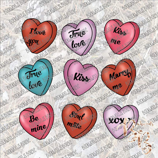 Valentine Conversation Hearts SUBLIMATION Transfer READY to PRESS