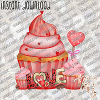 Valentine Cupcake INSTANT DOWNLOAD print file PNG