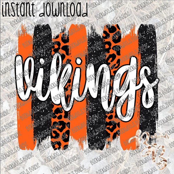 Vikings Brushstrokes Black and Orange INSTANT DOWNLOAD print file PNG