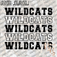 Wildcats Repeat Text INSTANT DOWNLOAD print file PNG