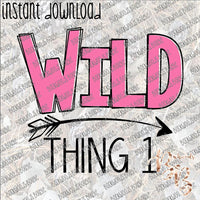 Wild Thing, Wild Thing 1 and Wild Thing 2 (girl) SET (two files) INSTANT DOWNLOAD print file PNG