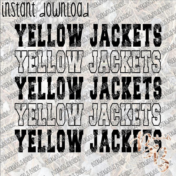 Yellow Jakcets Repeat Text INSTANT DOWNLOAD print file PNG