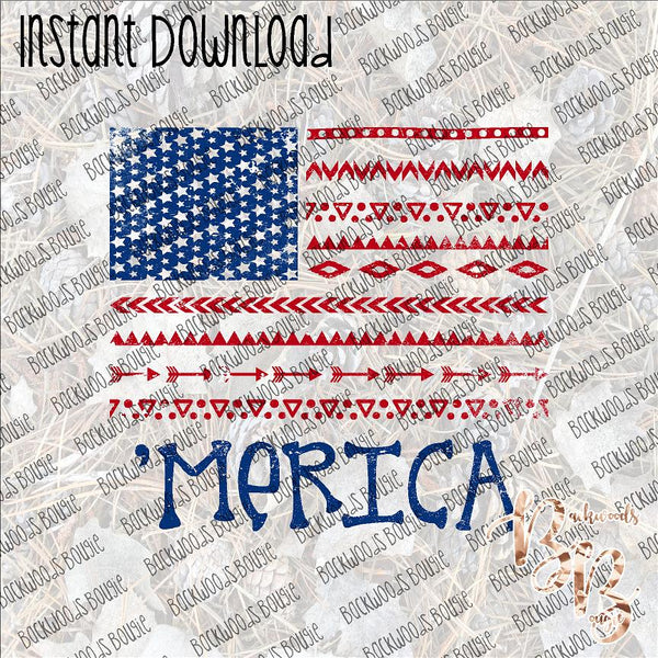 American Flag Distressed INSTANT DOWNLOAD print file PNG