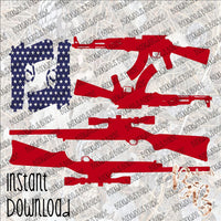 American Flag Guns INSTANT DOWNLOAD print file PNG