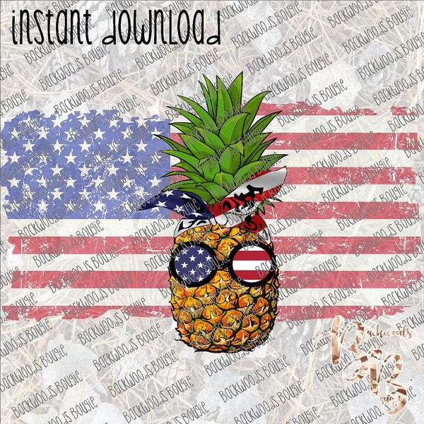 American Flag Pineapple INSTANT DOWNLOAD print file PNG