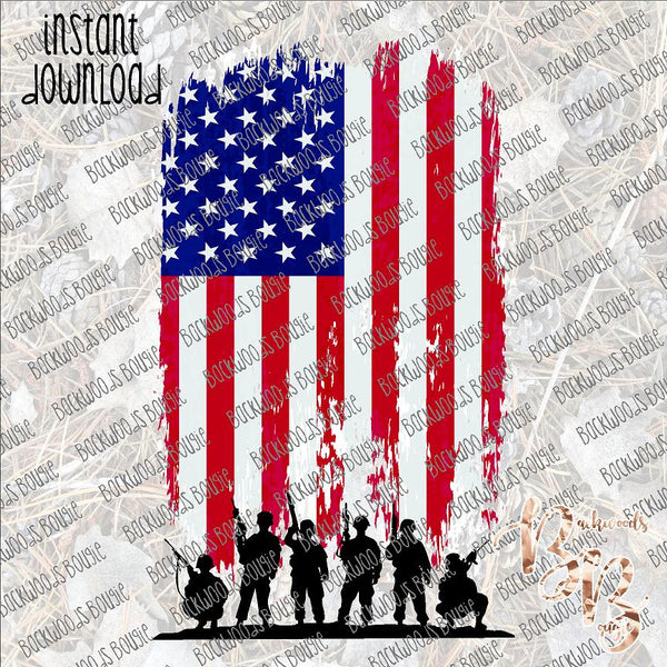 American Flag Soldiers INSTANT DOWNLOAD print file PNG