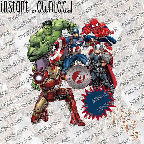 Avenger Birthday Blank YOU ADD NAME AND AGE INSTANT DOWNLOAD print file PNG