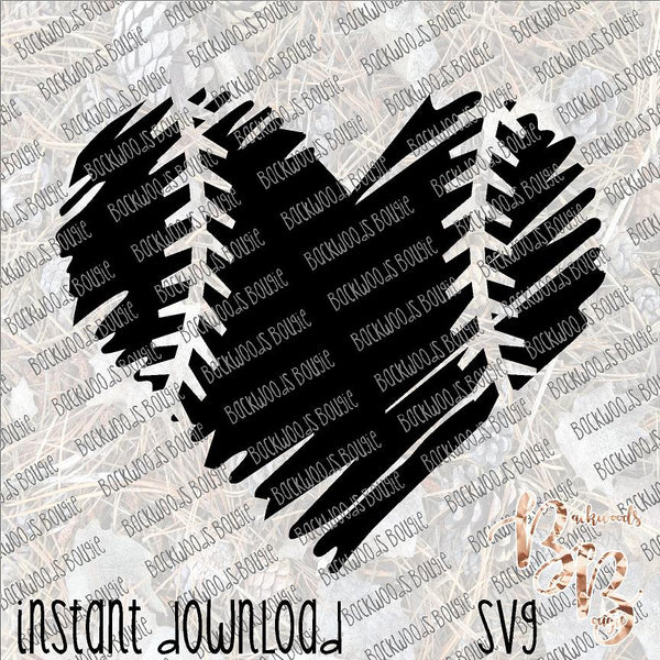Baseball Softball Heart Distressed INSTANT DOWNLOAD cut file SVG
