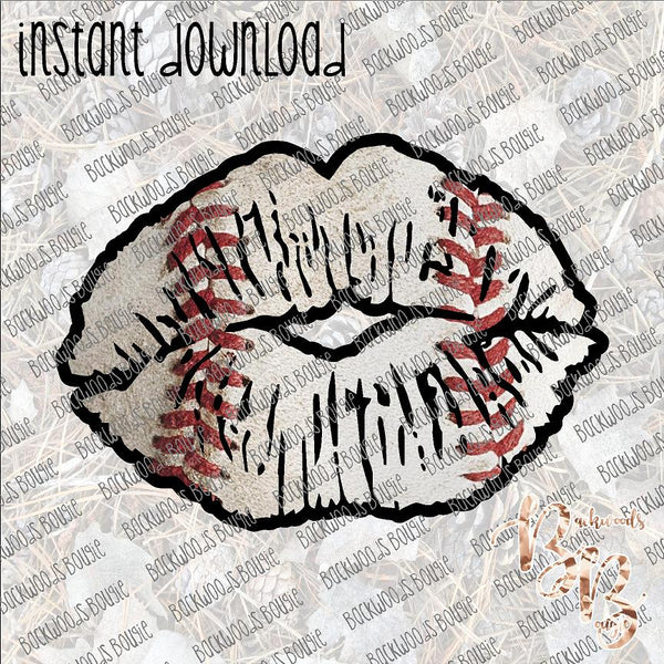 Baseball Lips INSTANT DOWNLOAD print file PNG