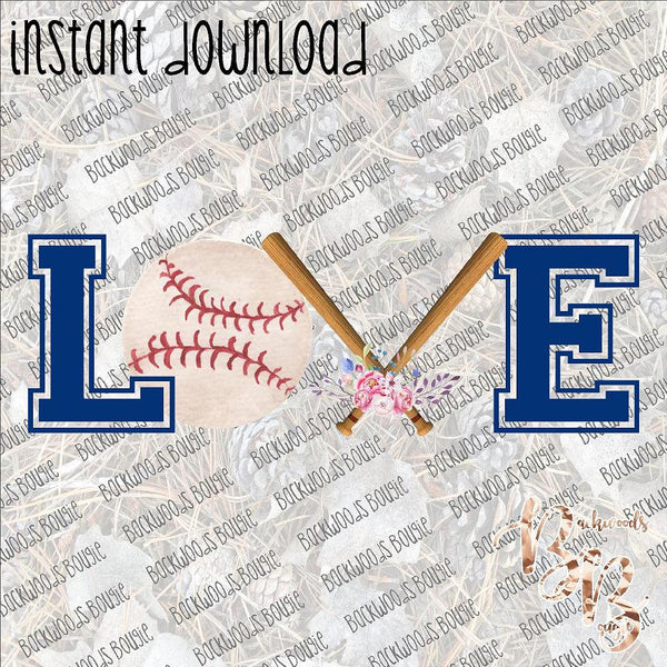 Baseball Love 2 INSTANT DOWNLOAD print file PNG