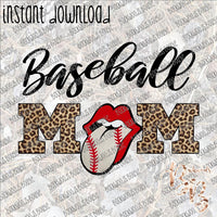 Baseball Mom Tongue Out INSTANT DOWNLOAD print file PNG