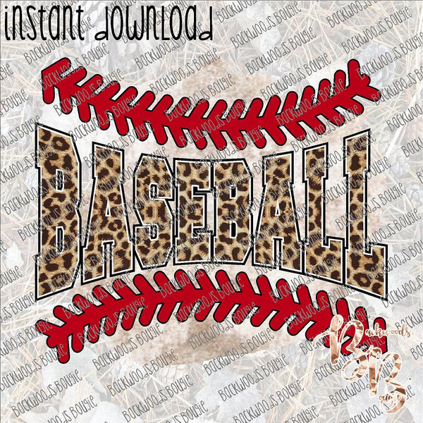 Baseball Leopard Stitches INSTANT DOWNLOAD print file PNG