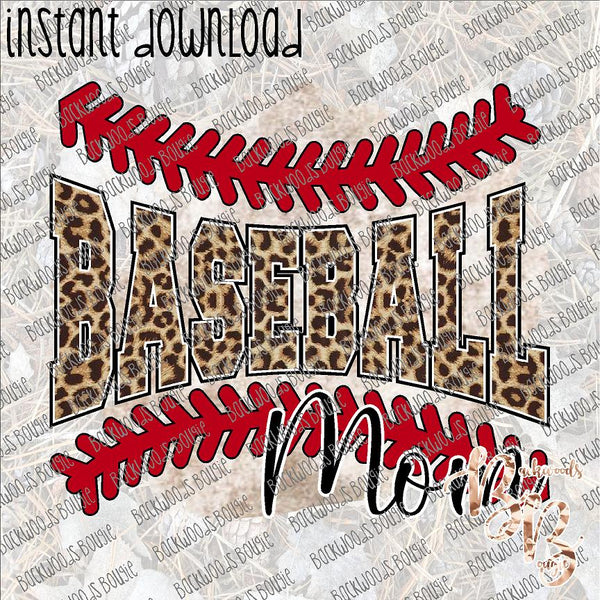 Baseball Mom Leopard INSTANT DOWNLOAD print file PNG