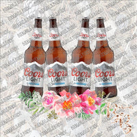 Beer Bottle Floral - Coors Light SUBLIMATION Transfer READY to PRESS