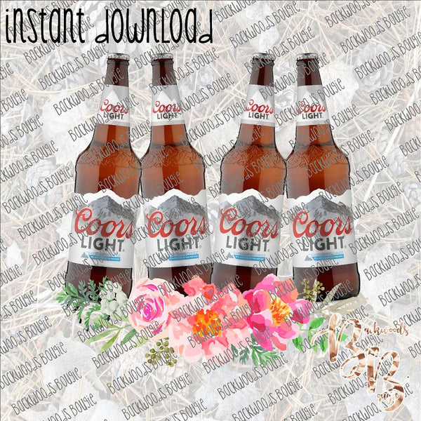 Beer Bottle Floral - Coors Light INSTANT DOWNLOAD print file PNG