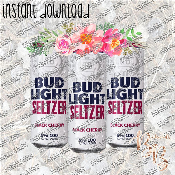 Beer Can Floral - Bud Light Black Cherry INSTANT DOWNLOAD print file PNG