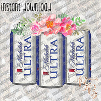 Beer Can Floral - Michelob Ultra INSTANT DOWNLOAD print file PNG