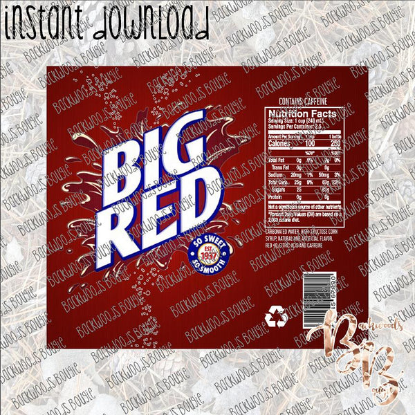 Big Red Can INSTANT DOWNLOAD print file JPG for SKINNY TUMBLER or CAN HUGGIE Straight and Curved