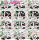 Black and White Striped Floral Initial SET INSTANT DOWNLOAD print file PNG