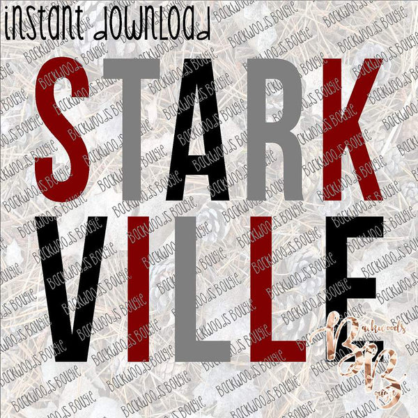 Block Text Starkville INSTANT DOWNLOAD print file PNG