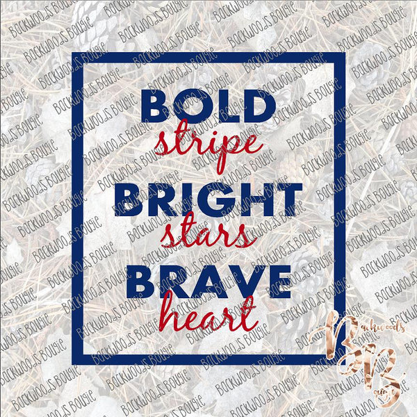 Bold Stripe Bright Stars Brave Heart SUBLIMATION Transfer READY to PRESS