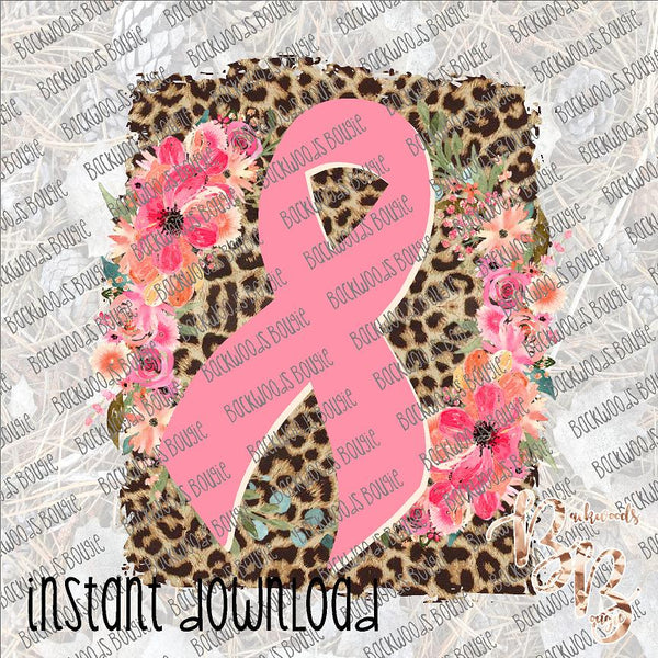 Breast Cancer Leopard INSTANT DOWNLOAD print file PNG