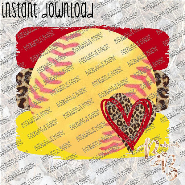 Brushstrokes Softball INSTANT DOWNLOAD print file PNG