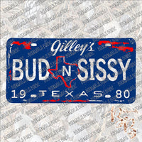 Bud and Sissy License plate Red and Blue SUBLIMATION Transfer READY to PRESS