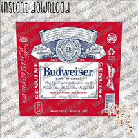 Budweiser INSTANT DOWNLOAD print file JPG for SKINNY TUMBLER or CAN HUGGIE Straight and Curved