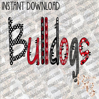 Bulldogs Black and Red INSTANT DOWNLOAD print file PNG