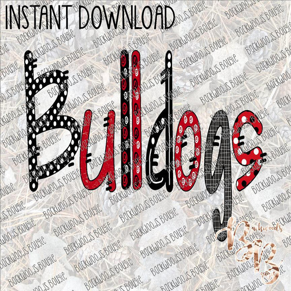 Bulldogs Black and Red INSTANT DOWNLOAD print file PNG