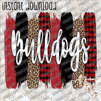 Bulldogs Brushstrokes Red and Black INSTANT DOWNLOAD print file PNG