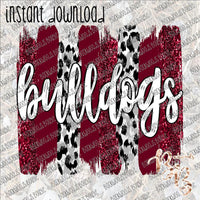 Bulldogs Brushstrokes Maroon and Gray INSTANT DOWNLOAD print file PNG