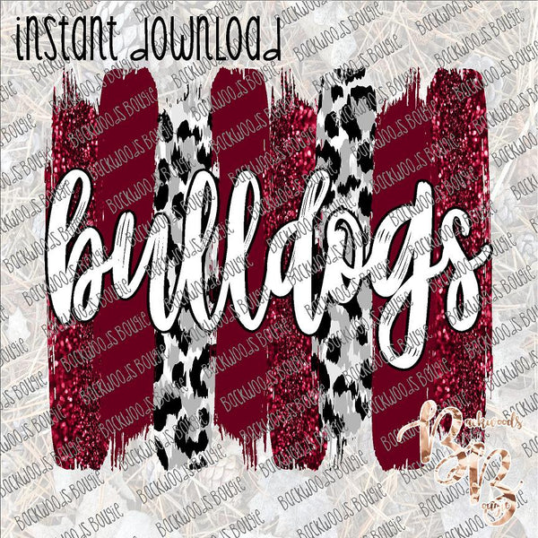 Bulldogs Brushstrokes Maroon and Gray INSTANT DOWNLOAD print file PNG