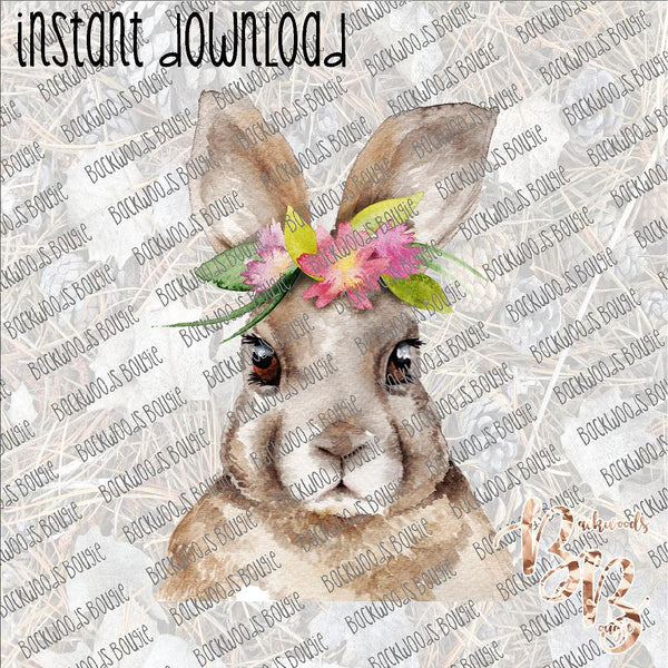 Bunny with Flower INSTANT DOWNLOAD print file PNG