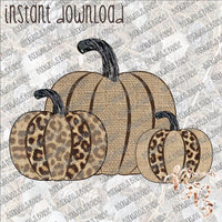 Burlap and Leopard Pumpkins INSTANT DOWNLOAD print file PNG