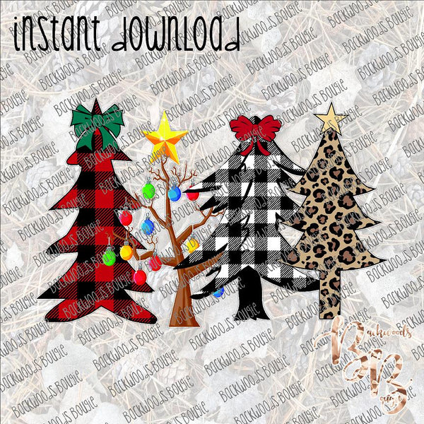 Christmas Trees INSTANT DOWNLOAD print file PNG