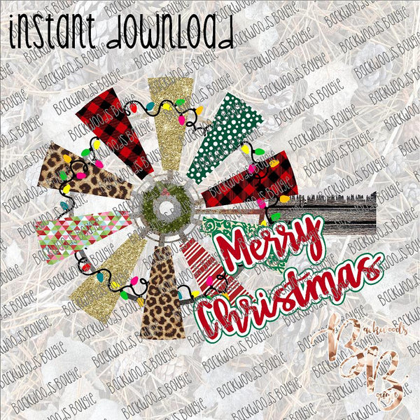 Christmas Windmill  INSTANT DOWNLOAD print file PNG