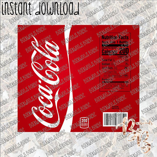 Coke Can INSTANT DOWNLOAD print file JPG for SKINNY TUMBLER or CAN HUGGIE Straight and Curved