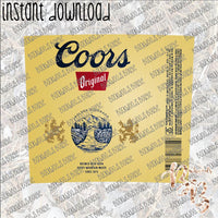 Coors Original INSTANT DOWNLOAD print file PNG for SKINNY TUMBLER or CAN HUGGIE Straight and Curved