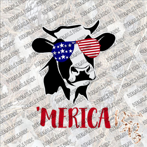 Cow in America Sunglasses 'Merica SUBLIMATION Transfer READY to PRESS