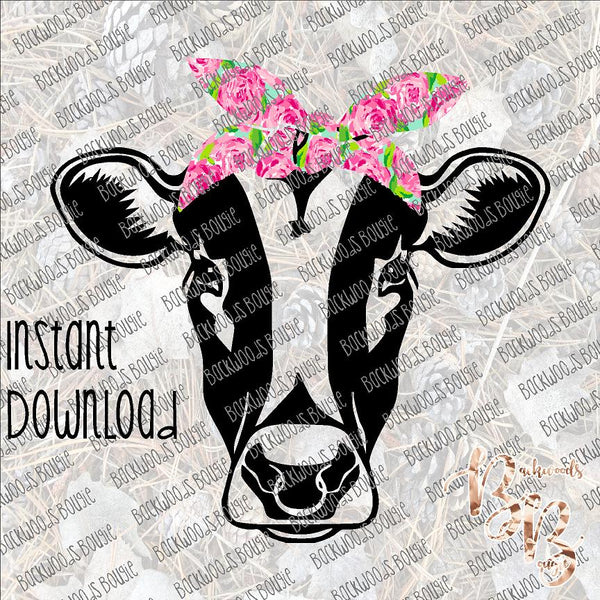 Cow in First Impressions Headband INSTANT DOWNLOAD print file PNG