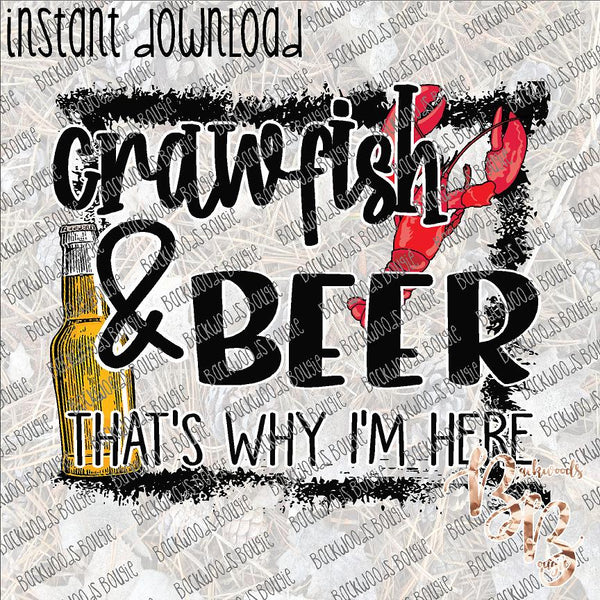 Crawfish and Beer Grunge INSTANT DOWNLOAD print file PNG